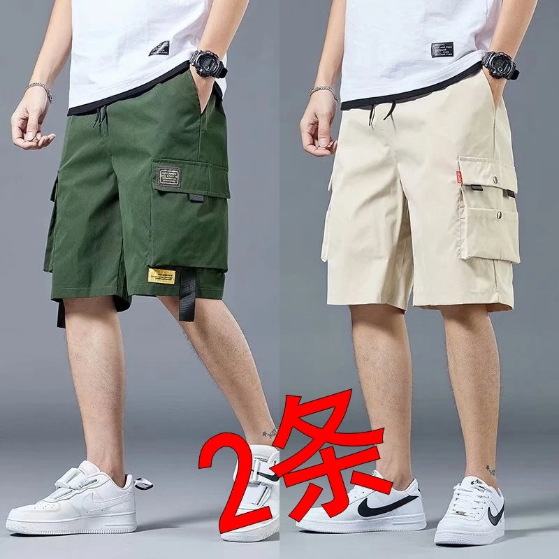 Loose Casual Basketball Shorts for Men Summer Trendy American Style Loose plus Size Workwear Five-Quarter Length Pants