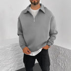 2025 New Men's Double-sided Fleece Half-Zip Casual Hoodie Jacket Autumn Winter Polyester Fiber Sporty Loose Fit Fashion Urban