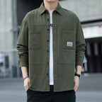Men's Pure Cotton Long Sleeve Shirt Vintage Workwear Simple Style Autumn Winter New Arrival Casual Versatile Top Youth Fashion