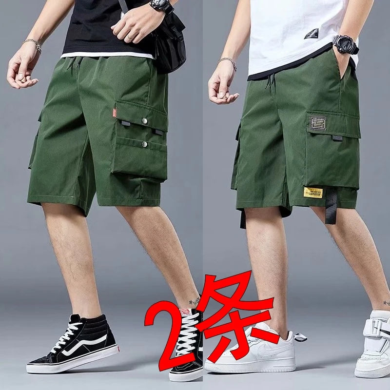 Loose Casual Basketball Shorts for Men Summer Trendy American Style Loose plus Size Workwear Five-Quarter Length Pants