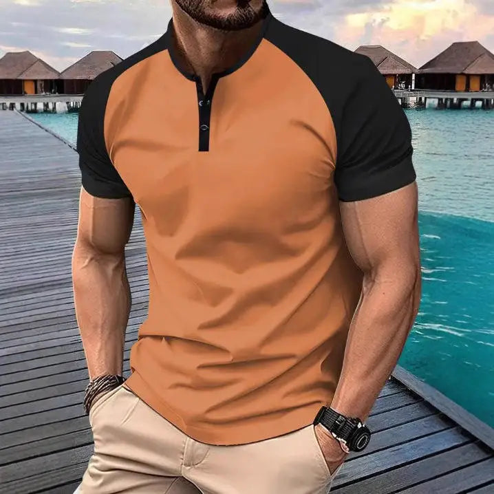 Men's Summer Quick-dry  Shirt Button-down Henry Collar Sport  Top Thin Cool Sensation Pure Color Other Style