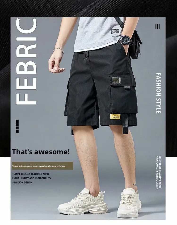 Loose Casual Basketball Shorts for Men Summer Trendy American Style Loose plus Size Workwear Five-Quarter Length Pants