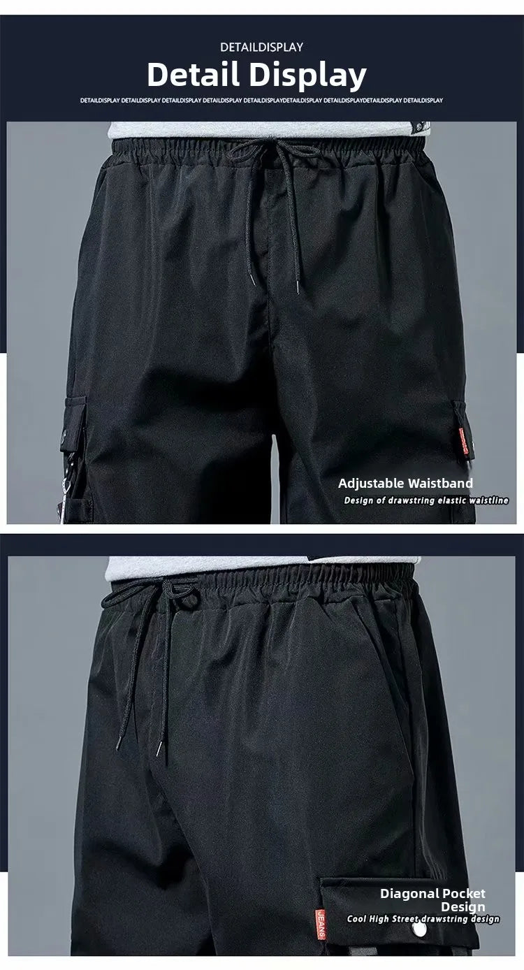 Loose Casual Basketball Shorts for Men Summer Trendy American Style Loose plus Size Workwear Five-Quarter Length Pants
