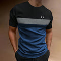 2025 Fashion Men's Color Blocking Printed T-Shirt Casual Street Male Crew Neck Short Sleeve T Shirt Large Size Menswear Clothing