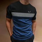 2025 Fashion Men's Color Blocking Printed T-Shirt Casual Street Male Crew Neck Short Sleeve T Shirt Large Size Menswear Clothing