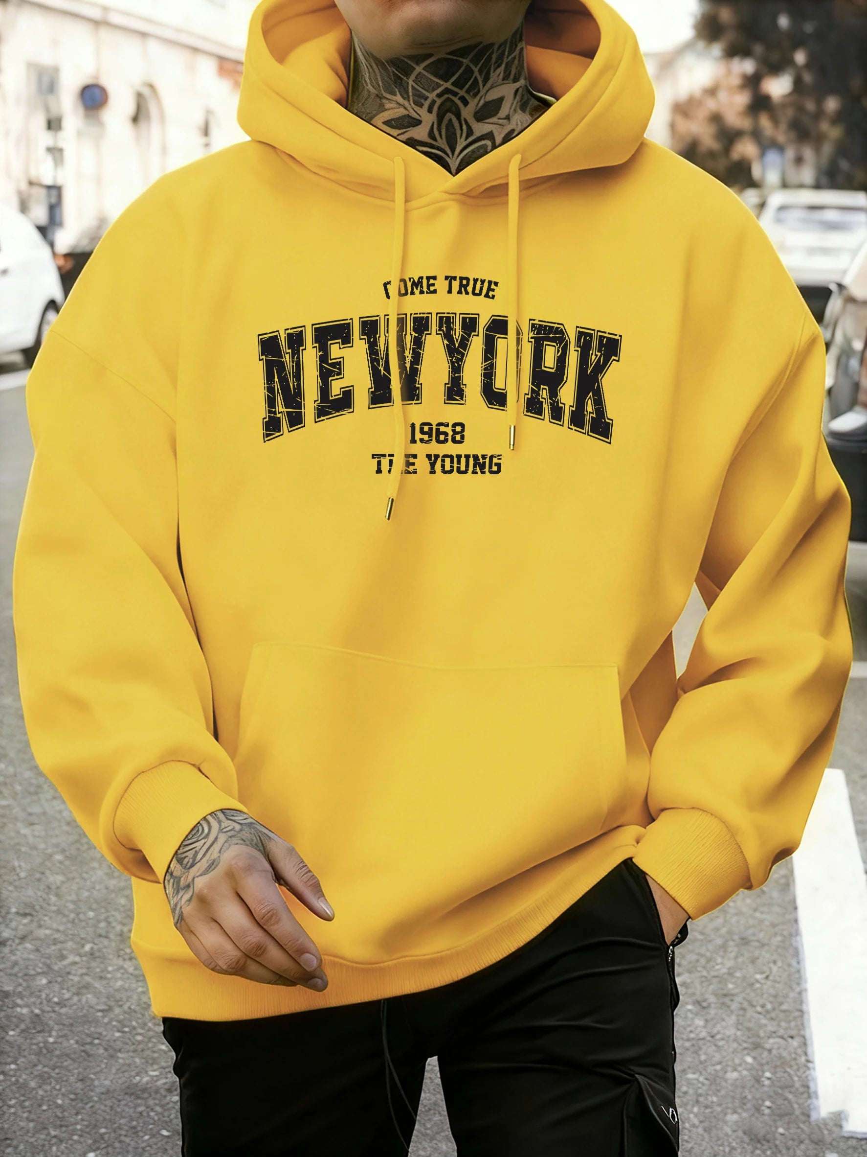 Come Ture New York 1968 The Young Printed Man Pullover Trendy Fleece Hoodie Autumn O-Neck Clothes Crewneck Male Sportswear