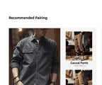 Retro American Workwear Long Sleeve Men's Denim Shirt Jacket Autumn Loose Hunting Style Casual Fashion Outerwear Coat