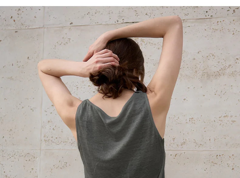 100% Hemp Knitted Thin Tank Top For Women Solid Color Summer Round Neck Sleeveless New Breathable Tops White Tops