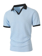 Men's Casual Knitted Polo Shirt Short Sleeve Pure Color Business Style Neck Roll up Summer Fashion City Wear for 24-35 Years Old