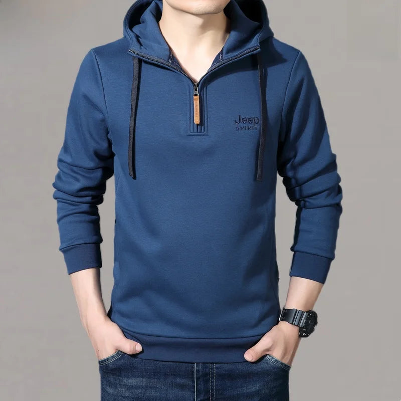Spring Autumn Casual Hoodie Men Loose Fce Long Sve T-irt Sports Outerwear Comfortable Breathable Cotton Polyester Blend