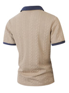 Men's Casual Knitted Polo Shirt Short Sleeve Pure Color Business Style Neck Roll up Summer Fashion City Wear for 24-35 Years Old