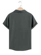 Men's Casual Button Down Shirts Short Sleeve Textured Summer Beach Shirt Cuban Vacation Shirts with Pocket S-XXXL