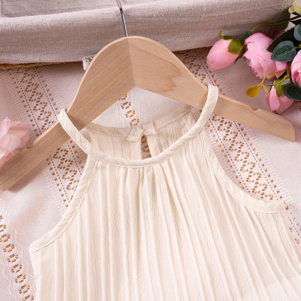 2025 New Girls' Summer Fashion Sets Sleeveless Ruffle Tank Top & Shorts Solid Color Two-Piece Outfit for Toddler Girls