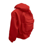 Men Backpack Sweatshirt Coat Long Sleeve Zipper Closure Hoodie with Schoolbag Design Solid Color Loose Fit Outerwear