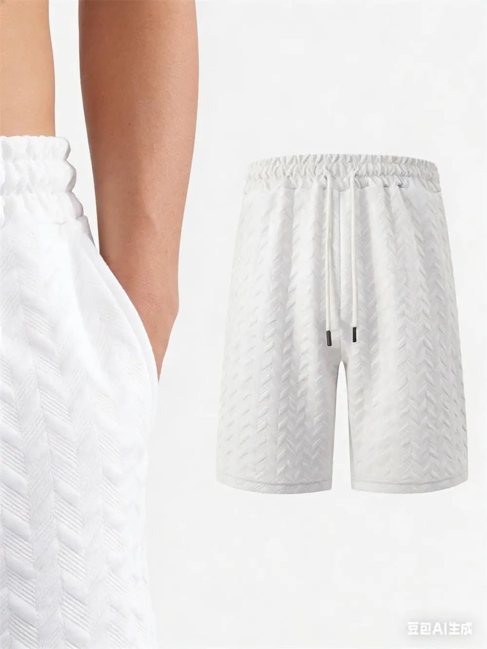 Luxury Shorts Men'S Jacquard Loose Solid Color Drawstring Casual Short Pants Summer Casual Wide Leg Loose Sweatpants For Man