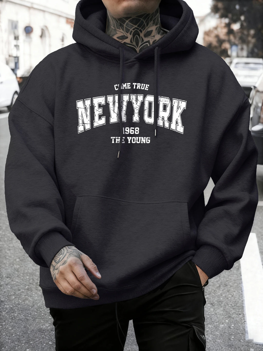 Come Ture New York 1968 The Young Printed Man Pullover Trendy Fleece Hoodie Autumn O-Neck Clothes Crewneck Male Sportswear