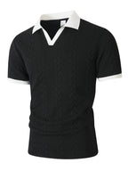 Men's Casual Knitted Polo Shirt Short Sleeve Pure Color Business Style Neck Roll up Summer Fashion City Wear for 24-35 Years Old