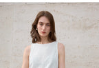 100% Hemp Knitted Thin Tank Top For Women Solid Color Summer Round Neck Sleeveless New Breathable Tops White Tops