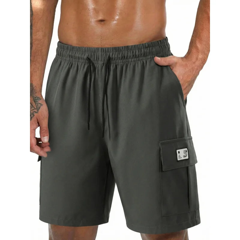 Men's Ice Silk Cargo Shorts Summer Loose Straight Knee Length Breathable Quick Dry Casual Sports Shorts Plus Size Multi Color Av