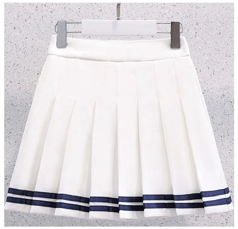 Girls Summer Casual Striped Sailor Collar Short Sleeve Suits 4 6 8 10 12 14 Years Girls JK Style Fashion Tops+Skirts 2pcs Sets