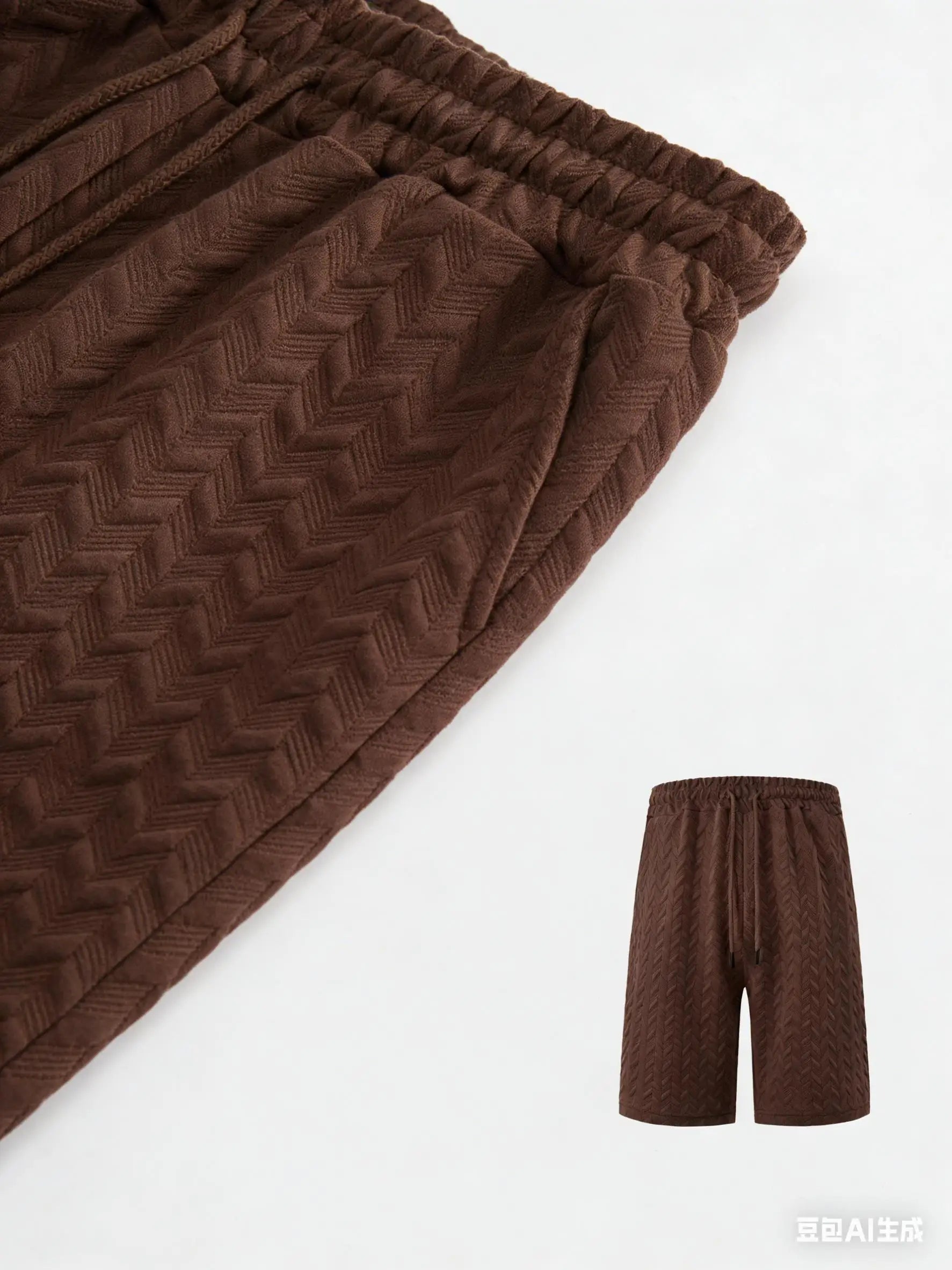 Luxury Shorts Men'S Jacquard Loose Solid Color Drawstring Casual Short Pants Summer Casual Wide Leg Loose Sweatpants For Man