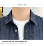 New Men's Denim Shirt Pure Cotton Washed Fashion Top Youth Style Japanese Design Autumn Collection Slim Fit Long Sleeve Casua...