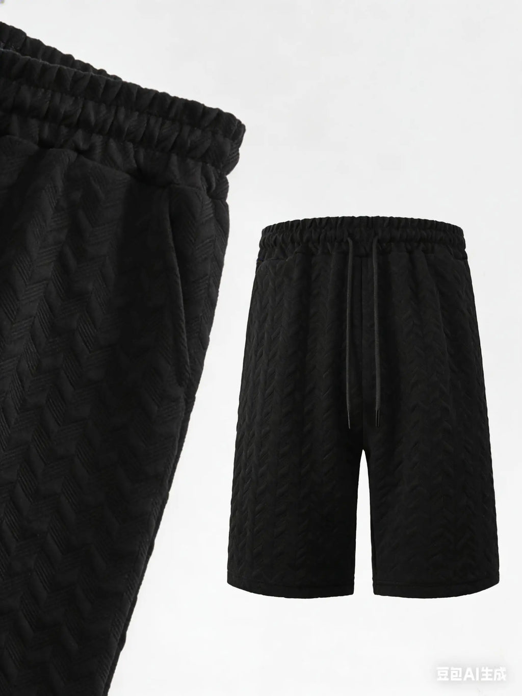 Luxury Shorts Men'S Jacquard Loose Solid Color Drawstring Casual Short Pants Summer Casual Wide Leg Loose Sweatpants For Man