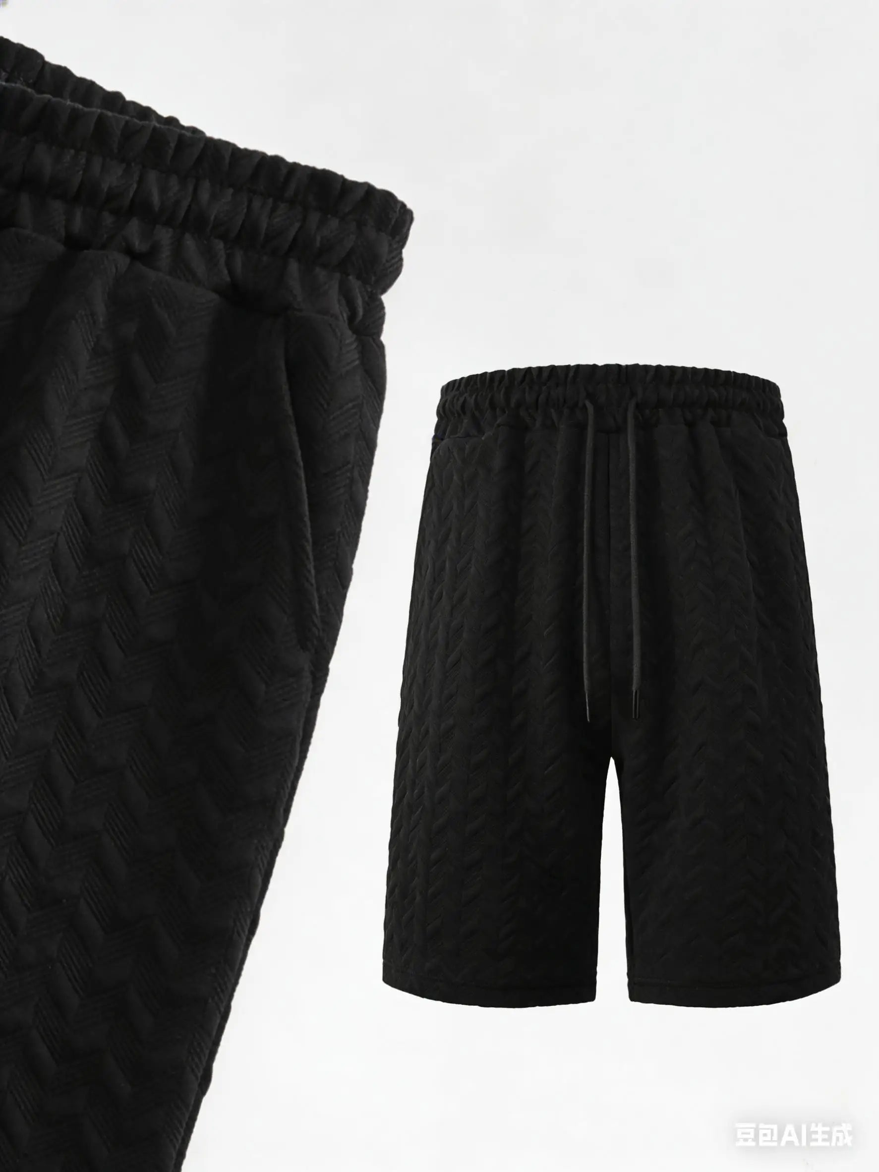 Luxury Shorts Men'S Jacquard Loose Solid Color Drawstring Casual Short Pants Summer Casual Wide Leg Loose Sweatpants For Man