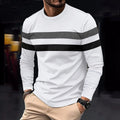 Spring Autumn Men's Color Matching Casual Fashion Sports Gym Beach Holiday Round Neck Long Sleeve O-neck T-Shirt Male Clothing