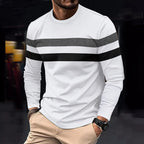 Spring Autumn Men's Color Matching Casual Fashion Sports Gym Beach Holiday Round Neck Long Sleeve O-neck T-Shirt Male Clothing