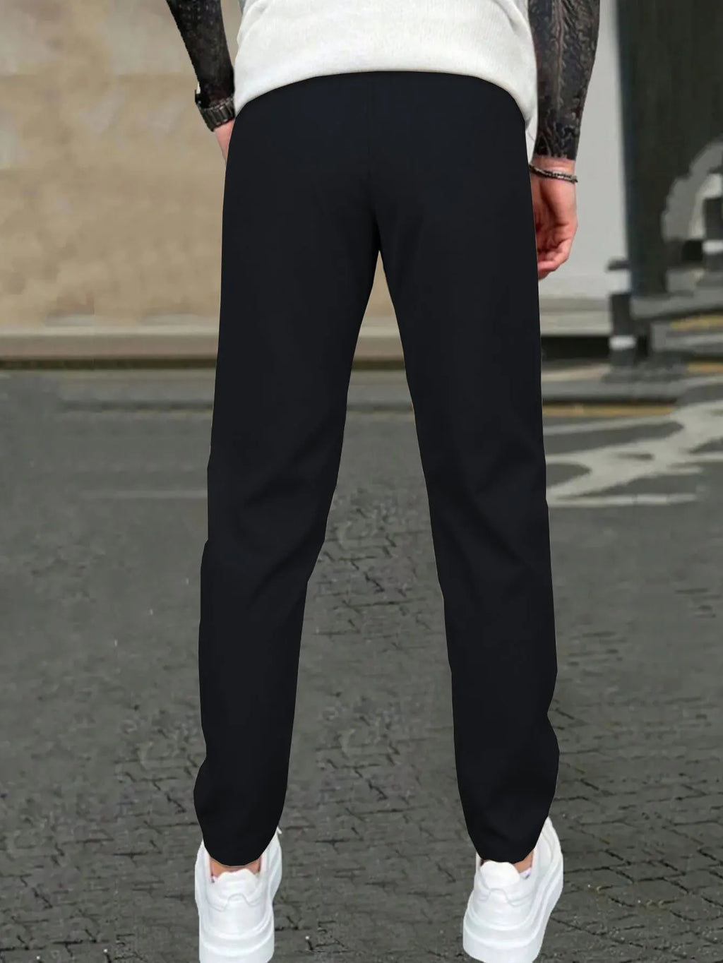 Men's Solid Color Drawstring Waist Casual Pants Regular Fit Comfy Trousers with Pockets for Spring And Fall