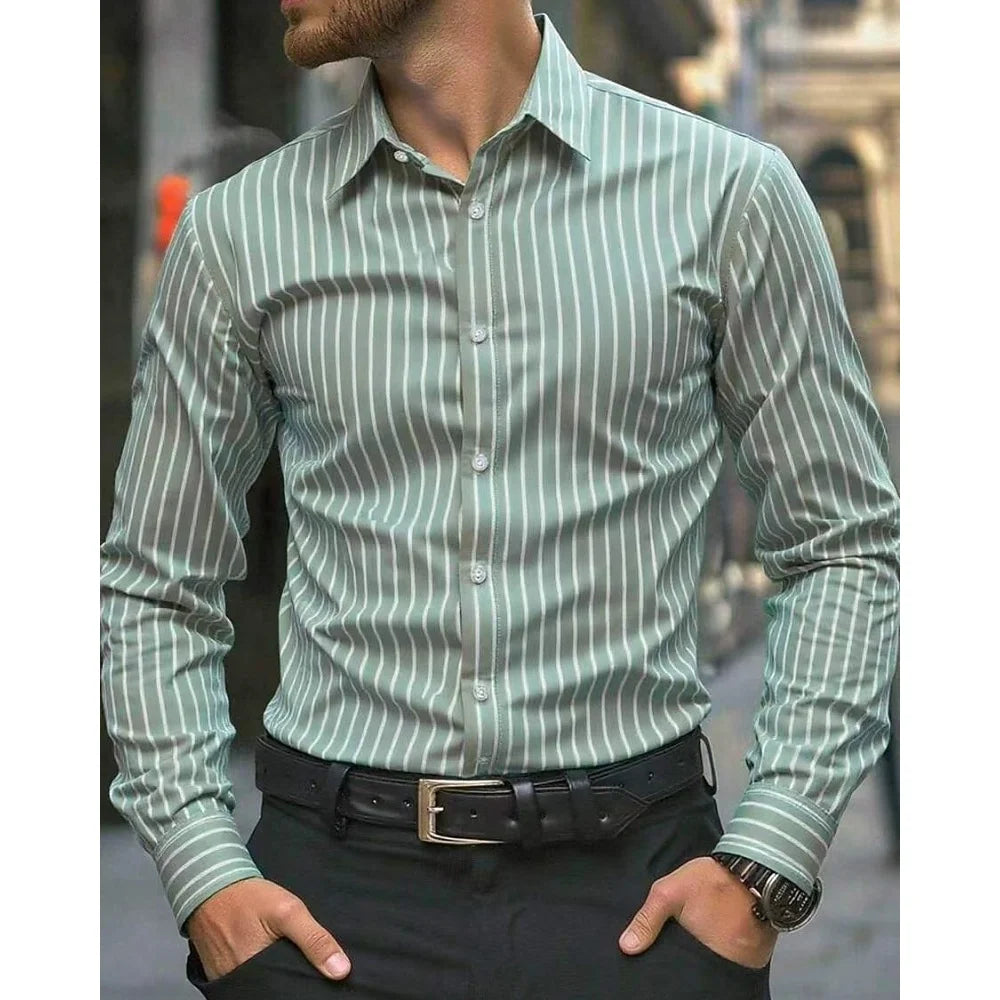 Men's Shirt Casual Shirt Button up Shirt Long Sleeve Vertical Stripes Lapel Daily Clothing Apparel Fashion Casual Comfortable