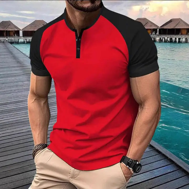 Men's Summer Quick-dry  Shirt Button-down Henry Collar Sport  Top Thin Cool Sensation Pure Color Other Style