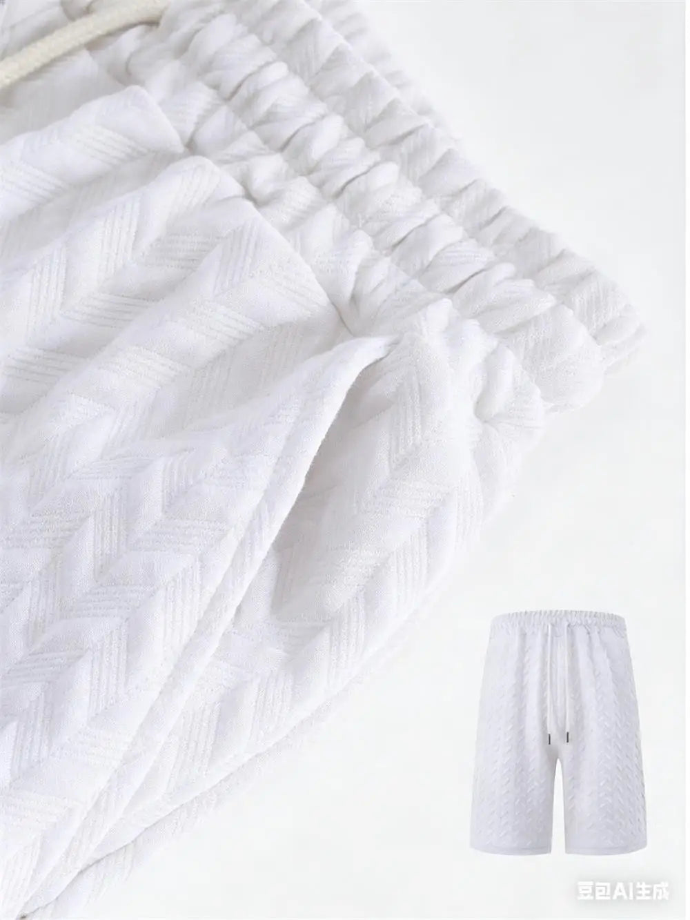 Luxury Shorts Men'S Jacquard Loose Solid Color Drawstring Casual Short Pants Summer Casual Wide Leg Loose Sweatpants For Man
