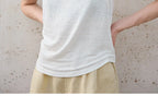 100% Hemp Knitted Thin Tank Top For Women Solid Color Summer Round Neck Sleeveless New Breathable Tops White Tops