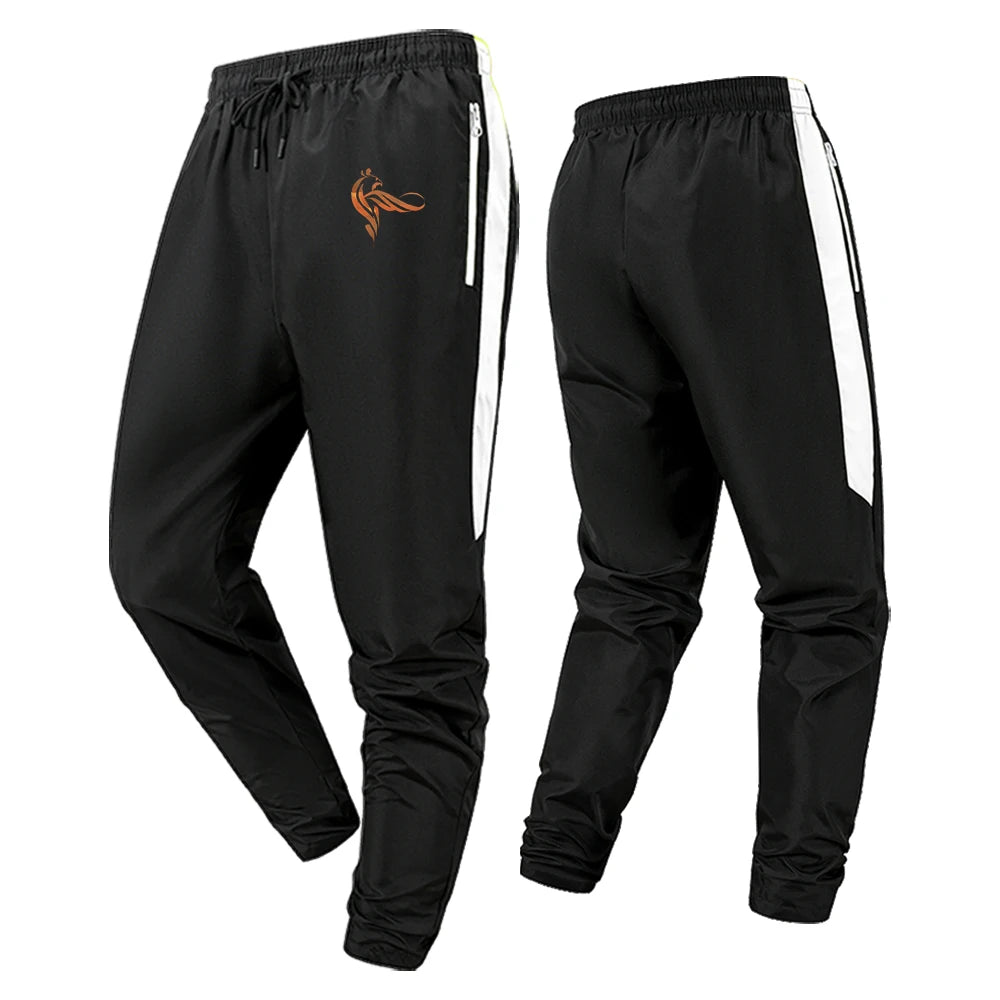 Men's Athletic Pants with Side Stripe Phoenix Print with Elastic Drawstring Waist and Zipper Pockets for Gym Training Running