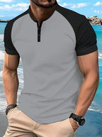 Men's Summer Quick-dry  Shirt Button-down Henry Collar Sport  Top Thin Cool Sensation Pure Color Other Style