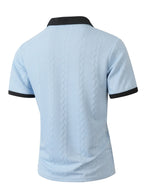 Men's Casual Knitted Polo Shirt Short Sleeve Pure Color Business Style Neck Roll up Summer Fashion City Wear for 24-35 Years Old