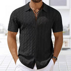 Summe Embroidery Men's Short Sleeved Fashion knitted Shirt 2025 Men's Business Solid Color Casual Button Cardigan POLO Shirt Top