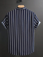The new men's short-sleeved shirt for summer 2025 is breathable lightweight casual and fashionable with striped prints