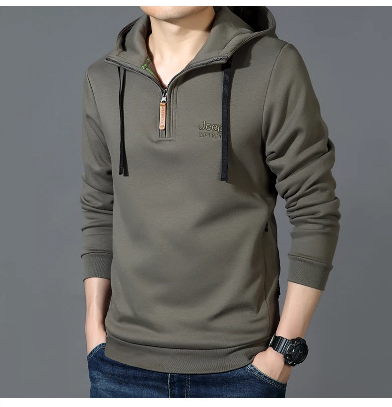 Spring Autumn Casual Hoodie Men Loose Fce Long Sve T-irt Sports Outerwear Comfortable Breathable Cotton Polyester Blend