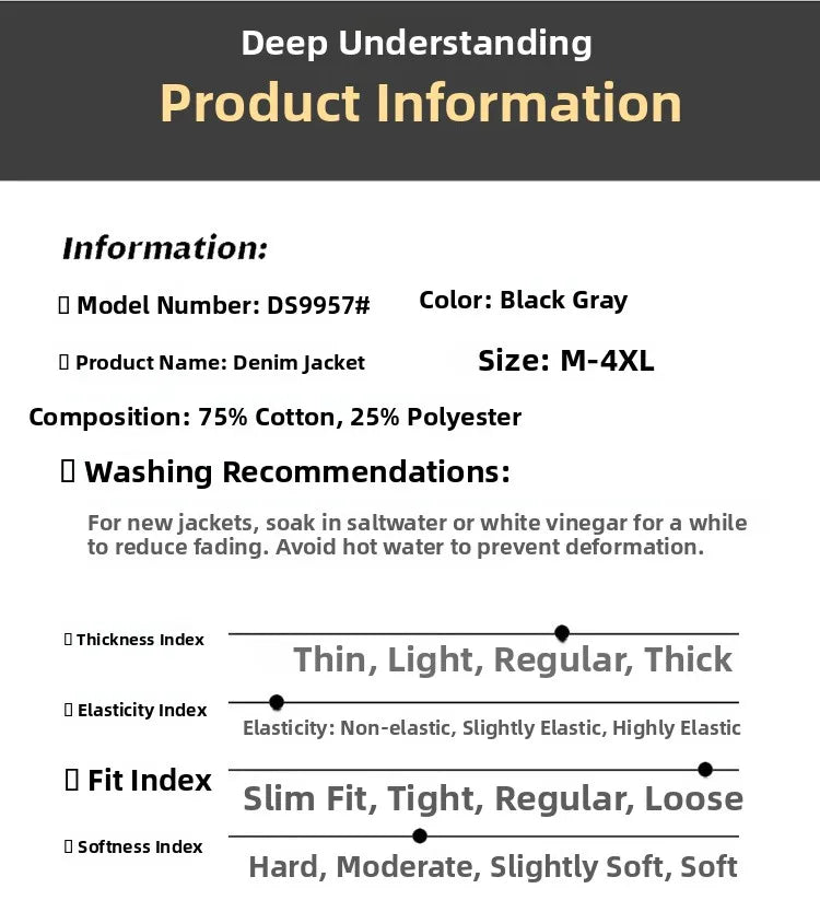 Casual Men's Denim Jacket Spring Autumn American Simple Trendy Hoodie Detachable Breathable Wear Resistant Windproof Sweat AB...