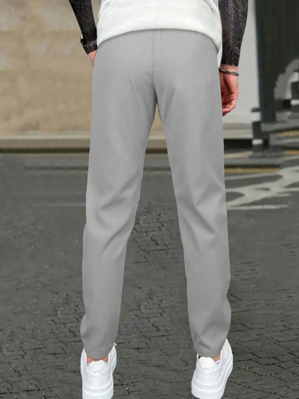 Men's Solid Color Drawstring Waist Casual Pants Regular Fit Comfy Trousers with Pockets for Spring And Fall