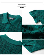Summe Embroidery Men's Short Sleeved Fashion knitted Shirt 2025 Men's Business Solid Color Casual Button Cardigan POLO Shirt Top