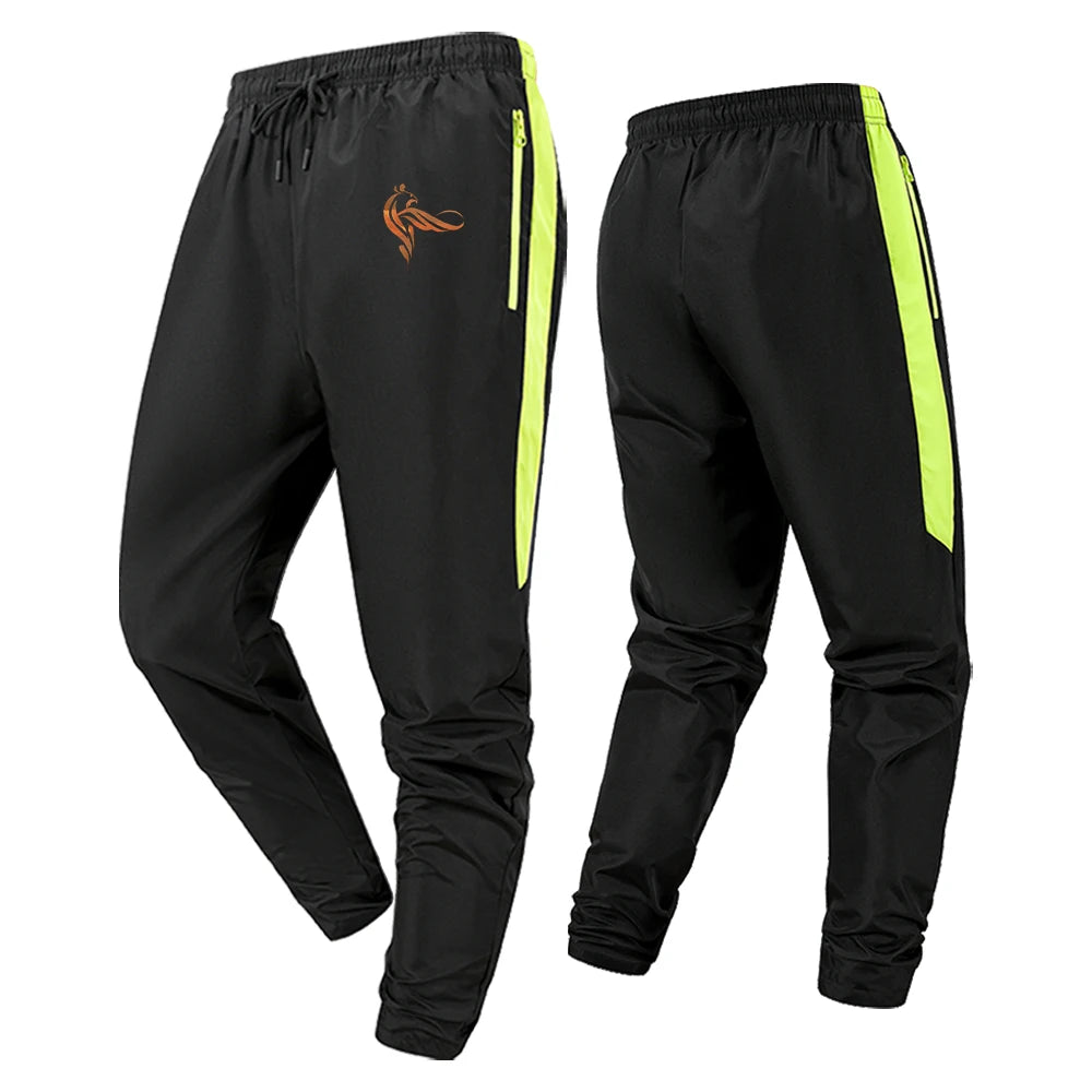 Men's Athletic Pants with Side Stripe Phoenix Print with Elastic Drawstring Waist and Zipper Pockets for Gym Training Running