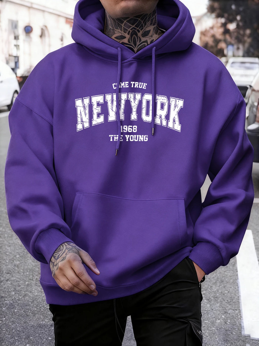 Come Ture New York 1968 The Young Printed Man Pullover Trendy Fleece Hoodie Autumn O-Neck Clothes Crewneck Male Sportswear