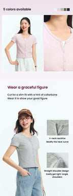 Semir Short Sleeve T-Shirt Women Cropped Petite-Friendly Elegant 2025 New Summer Embroidered Slim Fit Cardigan Versatile