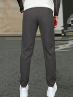 Men's Solid Color Drawstring Waist Casual Pants Regular Fit Comfy Trousers with Pockets for Spring And Fall
