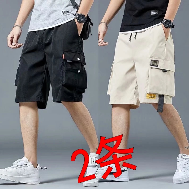 Loose Casual Basketball Shorts for Men Summer Trendy American Style Loose plus Size Workwear Five-Quarter Length Pants