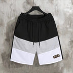 Men's Casual Color Block Short Pants American Loose Straight Leg Five-Quarter Length Summer New Sporty Trendy Polyester Fiber